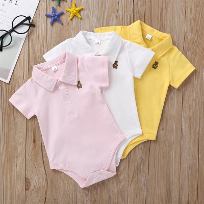 China Breathable Newborn Baby Romper Summer Shorts Sleeve Knitted Cotton Tops Boys Baby Clothing for sale