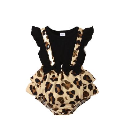 China 2023 Spring and Autumn 2023 Spring and Autumn Korean Cute Leopard Print Newborn Baby Breathable Baby Clothes for sale