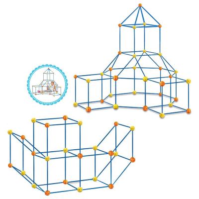 China Imaginative Construction Toy 162pcs DIY Tent House Self Building Castle Toy Balls and Sticks Connecting Fort Building Kit For Kids for sale