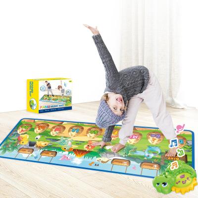 China Acousto-Optic Themed Dinosaur Dance Blanket Foldable Toddler Kids Soft Step On Pad Q And Interactive Piano Keyboard Musical Game Mats Toy for sale