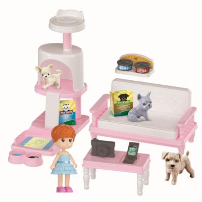 China Kids Educational Taking Care Of Pets Toys Role Play Family Breeder Game Toys Mini Cute Dogs Pretend Play House Toy 31.7*14.7*17cm for sale