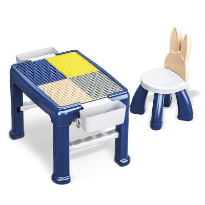 China Building Toy Children DIY Assembly Study Desk And Chair Set Compatible Multifunctional Building Block Table For Early Education for sale