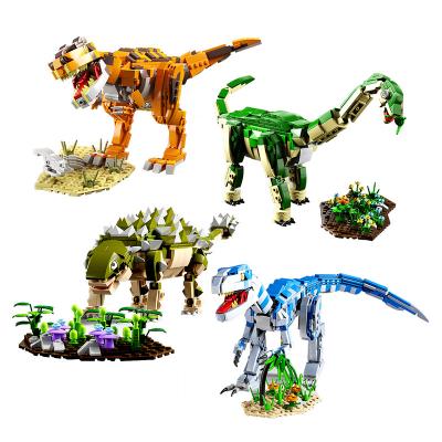 China Jurassic Dinosaur Toy Block Ankylosaurus Velociraptor Brachiosaurus World DIY Assembly Children's Toy Montesorri Building Bricks Building Set for sale