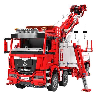 China Construction Fire Truck Toy Block For Kids Electric Engineering Bricks APP/Controller Dual Control Mode Building Toy 5030 PCS Fire Rescue Vehicle for sale