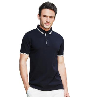 China Anti-Wrinkle Solid Color High Quality Double Mercerized Polo Shirt Sleeve Lapel T-Shirt Casual Business Cotton Shorts for sale