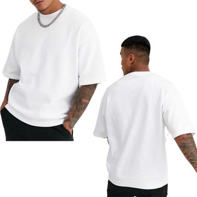 China Hot Sale Streetwear Anti-Wrinkle Anti Loose Drop Single Shoulder White Pilling Men's T-Shirts for sale