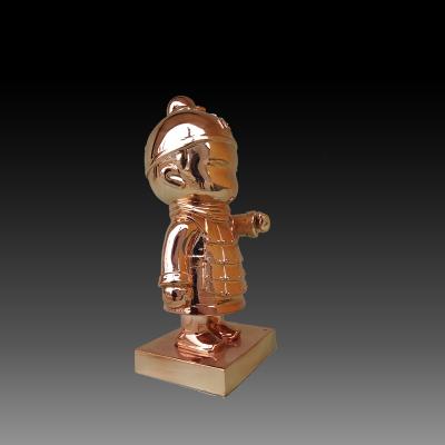 China High Quality Cute China Chinese Solider Figurines Golden Statue In Resin Warriors for sale