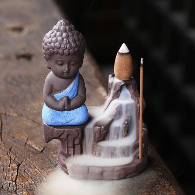 China Chinese Incense Factory Top Selling Wholesale Handmade Creative Waterfall Buddha Monk Ceramic Censer For Tea Ceremony for sale