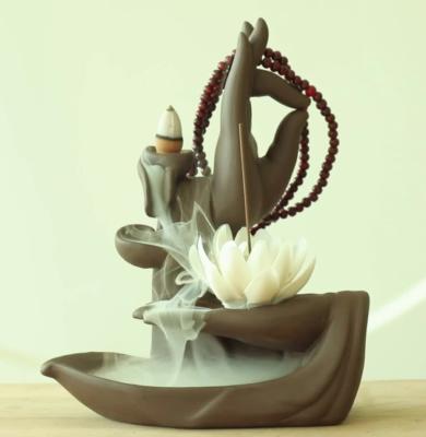 China White Ceramic Lotus Incense Burner Flower Incense Stick Holder Chinese Incense Burner For Yoga Meditation Home Decor for sale