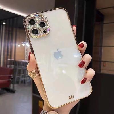 China Diamond Protective Camera Soft TPU Shockproof Phone Case For Iphone 13 for sale