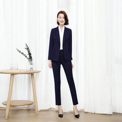 China Womens Anti-pilling Office Suits Womens Stripe Suit Two Piece Suit For Women for sale