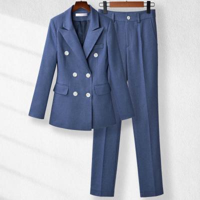 China OEM business evening wear anti-pilling polyester long sleeve two-piece professional ladies suit jacket ladies suit pants set for sale