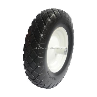 China Hotels 16 x4.80/4.00-8 Polyurethane Foam Rubber Wheel Flat Tires Wheelbarrow Freewheel for sale