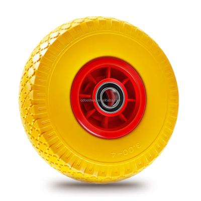 China Hotels 3.00-4 Wheeled Trolley Tire For Bag Truck 10 Inch PU Wheel for sale