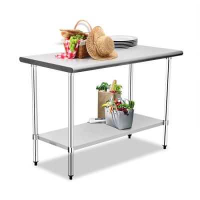 China USA & Promotional High Quality Commercial Stainless Steel Kitchen Double Tiers EU Style Movable Work Table for sale