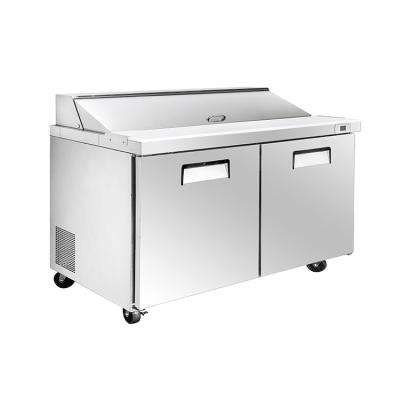 China Double-temperature factory wholesale price stainless steel under counter sandwich counter refrigerator for sale