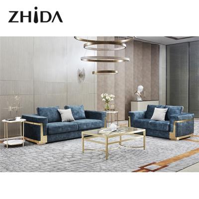 China Modern Gold Zhida Furniture Italian Design Home Furniture Modern Extendable Sofa Set Furniture Living Room Foshan Suppliers in Foshan for sale