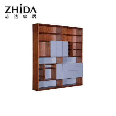 China Modern Durable Modern Walnut Color New Arrival Zhida Wood Shelf For Living Room for sale