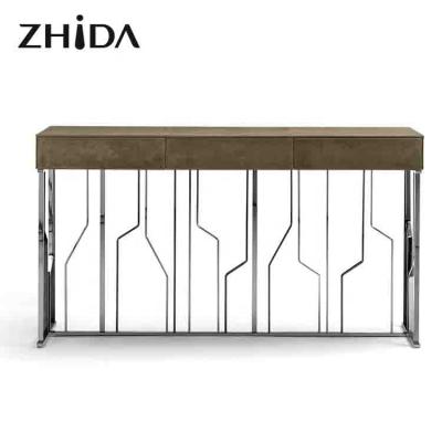 China Factory Directly Luxury Light Luxury French Style Console Table Marble Top Metal Base Desk for sale