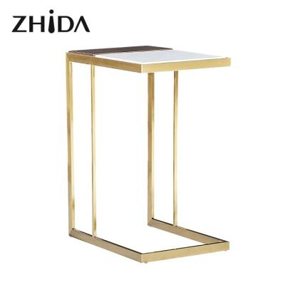 China Factory Wholesale Extendable Home Furniture Zhida Style Stone Marble Metal Luxury Nordic Side Table for sale