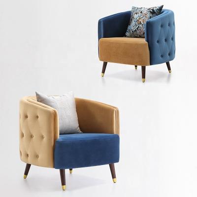 China Italian Style Villa Living Room Chair Bedroom Chair Button Design Accent Chair Extendable Luxury High End Leisure Armchair for sale