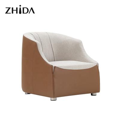 China Zhida Sofa Chair Leather Leisure Chair Modern Single Accent Chair Of Villa Extendable High End Living Room Furnishing for sale