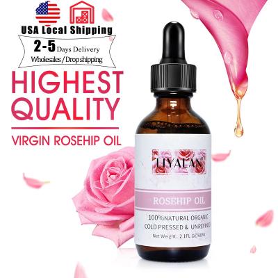 China Private Label Rose Essential Oil Moisturize Cold Loss Prevention OEM Natural Pressed Rosehip Hair Oil For Hair Care for sale