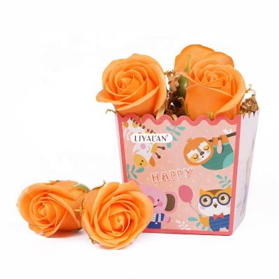 China Wholesale High Quality Organic Artificial Handmade Rose Shape Soap Foundation Cleaning Flower Valentines Day Gifts for sale