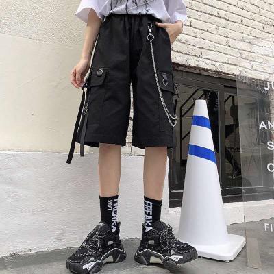 China Anti-Wrinkle Streetwear Cargo Pants Women Shorts Summer Harajuku Wide Leg Shorts Hip Hop Chain Gothic Plus Size Casual Shorts Unisex for sale