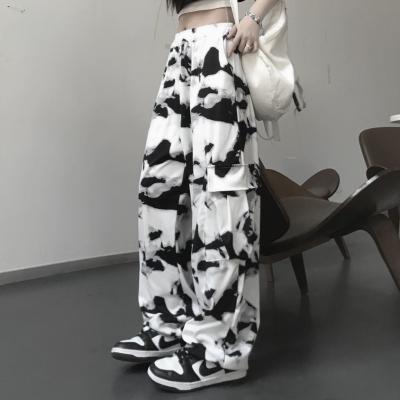 China Harajuku Streetwear Women High Leg High Waisted Wide Leg Breathable Punk Cargo Pants Oversized Aesthetic Korean Fashion Cargo Pants for sale