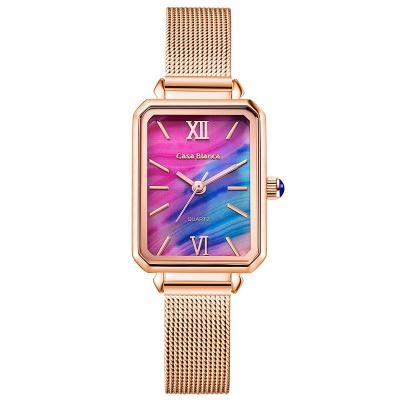 China Water Resistant Pink Blush Watch Mesh Strap Quartz Hot Selling Watch For Lady for sale