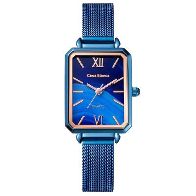 China Luxury High Quality Blue Mesh Strap Hot Selling Quartz Watches Manufacturer Water Resistant Watch For Lady for sale