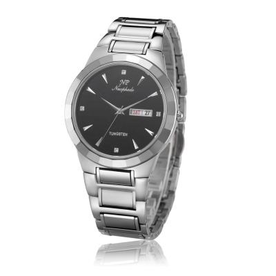 China Day/Date Tungsten Quartz Watch For Couples Stainless Steel Case Back Japan Movement for sale