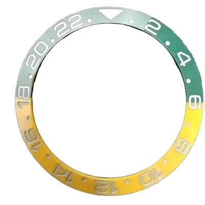 China 38mm Ceramic Bezel Insert High End Yellow And Green Ceramic Bezel Ring Ceramic Watch Insert Parts Zirconia Watch for sale