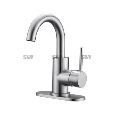 China Metered Faucets Sus 304 Stainless Steel Bathroom Nickel Brushed Basin Faucet Torneira Sink Faucet for sale