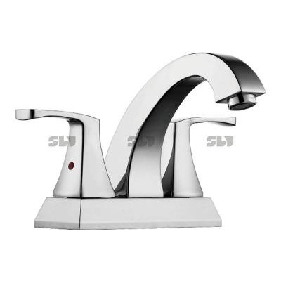 China High Quality Brass Metered Water Faucet Two Holes Chrome Bathroom Sink Faucets Double Taps Mixer Tap for sale