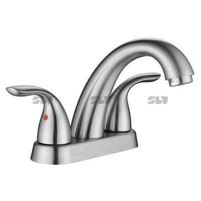 China Metered Faucets Direct Selling Toilet Sink Taps 3 Hole Sink Faucet Bathroom Vanity Basin Faucet Stainless Steel Bathroom Faucet for sale