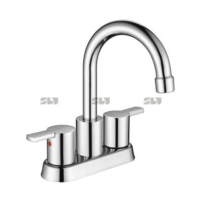 China Chrome 2 Inch Handle Centerset Mixer Water Tap Bathroom Basin Faucet 4 Inch Metered Lead Free Chrome for sale