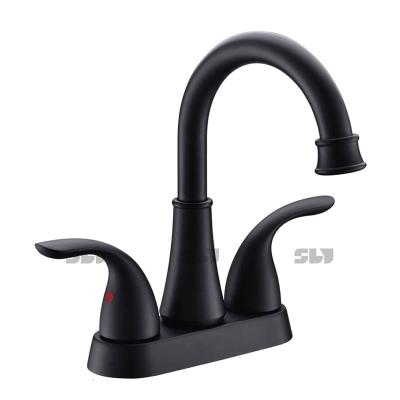 China New Design Toilet 2 Metered Handle Faucets Luxury 4 Inch Centerset Bathroom Black Mixer Tap Basin Faucet for sale