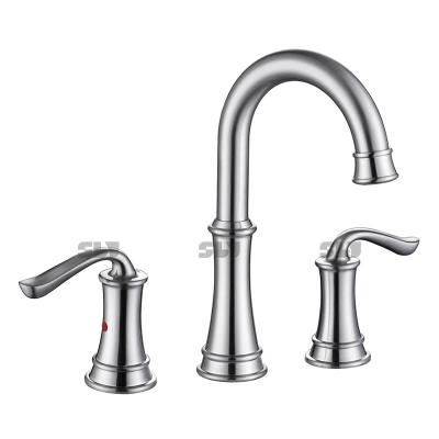 China Metered Faucets Direct Selling Toilet Sink Taps 3 Hole Sink Faucet Copper Bathroom Vanity Basin Faucet for sale