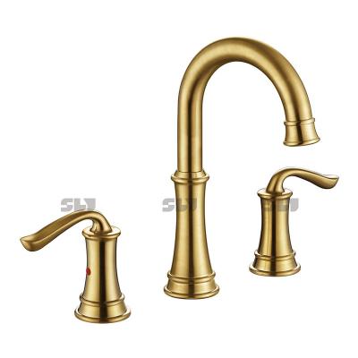 China Metered Faucets Wholesale Classic Deck Mounted Bathroom Basin Sink Faucet With Double Handles for sale