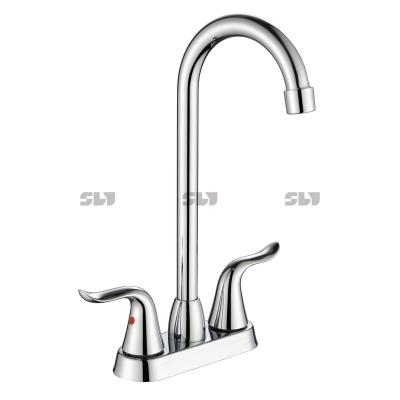 China Metered Faucets cUPC Contemporary 2 Handle Widespread Deck-Mount 4 High-Arc Handle Kitchen Faucet for sale