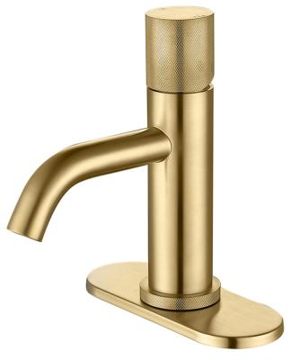 China Luxury Hot Gold Brass Single Hole Body Wash Basin Faucets Cold Water Mixer Taps Single Hole Metered Bathroom Faucet for sale