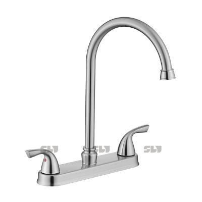 China Luxury Brass Metered Kitchen Faucet High Quality SLY Deck Double Handle Faucets for sale