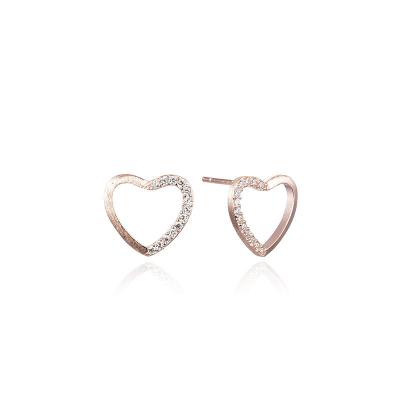 China Hainon beauty stud earrings gift certificate soft flannel bag set of love s925 wholesale small hollow silver earrings CLASSIC for sale