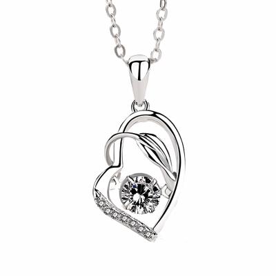 China Hainon Romantic Accessory Pendant Micro-inlaid Silver White Heart Pendant 925 Zircon Pendant Mother's Day Gift for sale