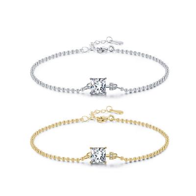 China Factory Hainon Yiwu Plating 925 Silver Square Bangle Pendant Bracelet For Women Gift Voucher Flannel Bag Set for sale