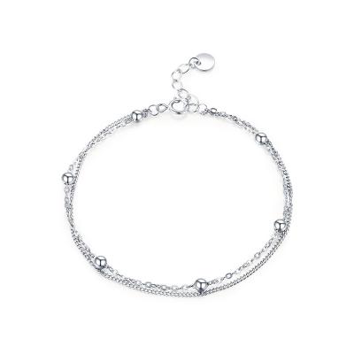 China Simple Hainon S925 Sterling Silver Double Bracelet Girl's Bracelet Gift Voucher Flannel Bag Set New Design CLASSIC Bangle for sale