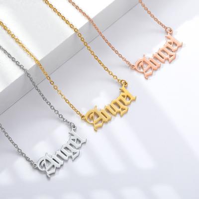 China Hainon Angel English Word Necklace Stainless Steel Romantic Letter Necklace Custom Name Plate Necklace Jewelry for sale