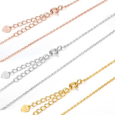 China 2020 Factory Wholesale CLASSIC Necklace 925 Sterling Silver Chains 40+5cm Length Silver Necklace for sale